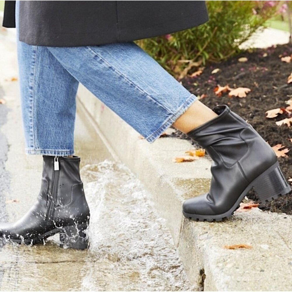 Vionic Ronan Black Waterproof Luge Sole Heeled Mid Boots Size 8